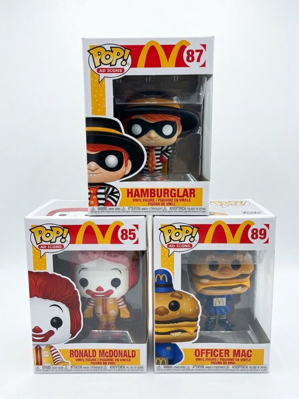 McDonald's Pop! Ad Icons Figures- Ronald McDonald , Hamburglar, Officer Mac NIB